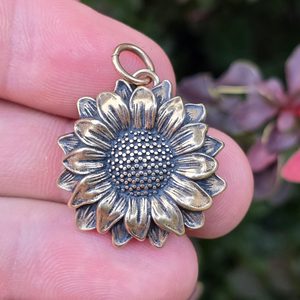 Sunflower, pendant, bronze
