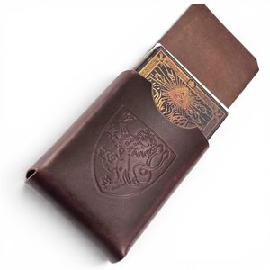 Leather case for playing cards, Czech lion