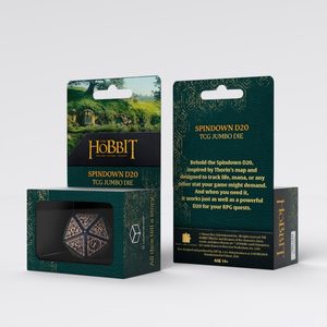 Le Hobbit, dé à 20 faces rotatif « Spindown D20 » pour le jeu de cartes Tideborn TCG, format jumbo