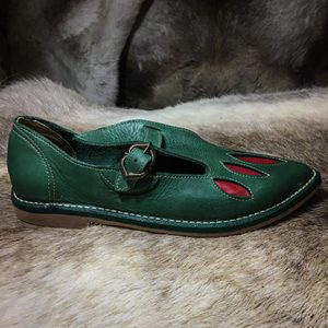 BAMBERG, medieval shoes, green