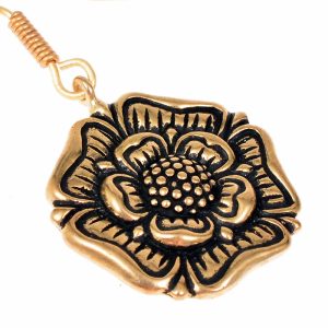 Rose médiévale, boucles d'oreilles, bronze