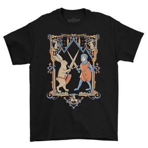 DUEL - lièvre et chevalier médiévaux, t-shirt, noir