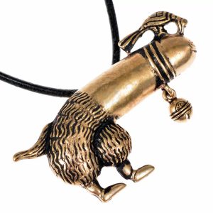 Phallus with bird and bell, bronze