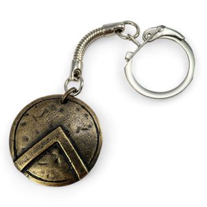 Sparta, Spartan shield keychain, zinc old brass