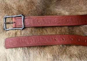TAIGA Forestry Leather BELT with forged Buckle, brown