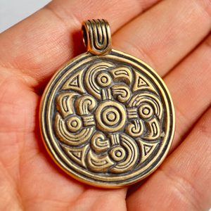 EAGLE HEADS - SWASTIKA, bronze pendant