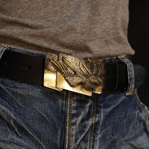 Flying Falcon, belt buckle, brass