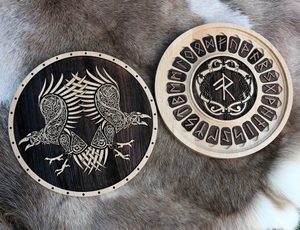 HUGINN and MUNINN - WOODEN RUNES FUTHARK SET