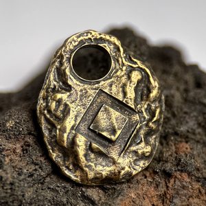INGWAZ, rune pendant antique brass