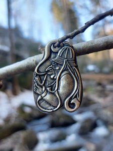 Vodnik, Slavic Water sprite, pendant, zinc, antique brass