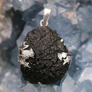 ALBA-Distel, Silber-Anhänger, Moldavit, Ag 925