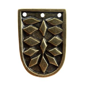 VIKING STRAP END for Belts, Haithabu, zinc - antique brass