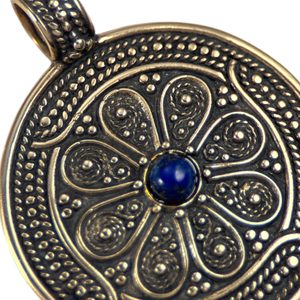 VESNA, Slavic pendant, Moravia Magna Empire, bronze Lapis Lazuli