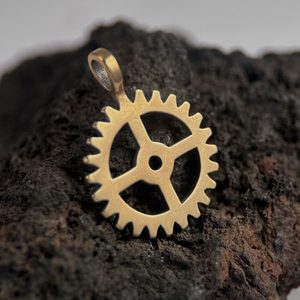 COG WHEEL, bronze pendant