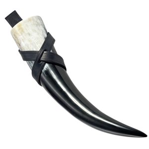 Support en cuir pour corne à boire, universel - noir