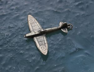 Supermarine SPITFIRE key chain, aircraft pendant, antique brass