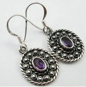 DOMINIA, silver antique earrings, amethyst, Ag 925/1000