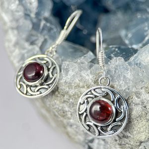 BRIGID, boucles d'oreilles en argent, grenat, Ag 925/1000