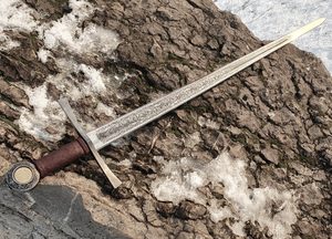 FLORAL ONE-HANDED SWORD etched FULL TANG, sharp