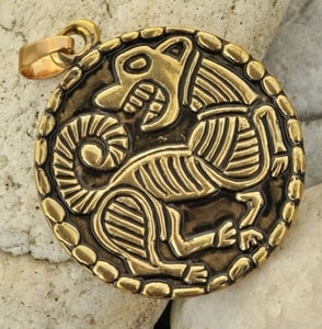 VIKING DOG TALISMAN brass pendant