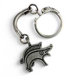 Boar keychain, zinc antique silver, Germans