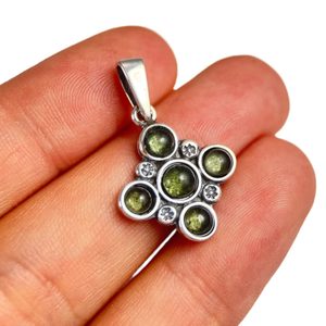 PRAGA, medieval silver pendant, Moldavite, Ag 925/1000