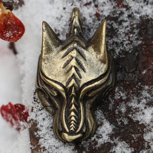 WARG Norse Wolf Viking Pendant, zinc antique brass