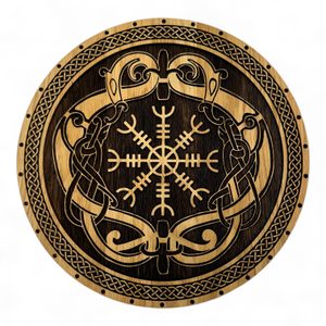 Helm of Awe, Icelandic magical emblem, wooden wall painting 32cm