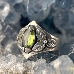 SHAMROCK, ring, moldavite, silver