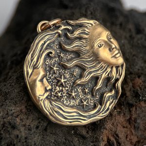 SUN and MOON, pendant, bronze