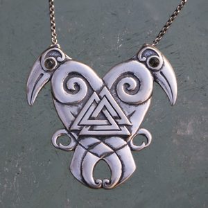 COEUR DU NORD - Moldavite, Hugin et Munin, collier, argent