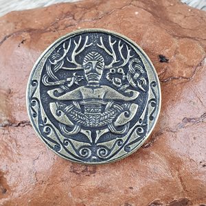 CERNUNNOS, Gundestrup Cauldron, zinc pendant, ant. brass