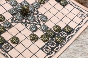 HNEFATAFL or Tafl, Viking Board Game - leather and stones