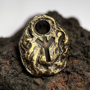 Algiz - rune, amulet, ant. brass