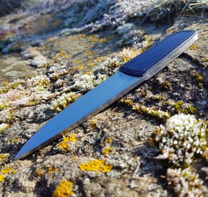 LOGAN DESIGNER KNIFE with LEATHER GRIP and SHEATH, blue