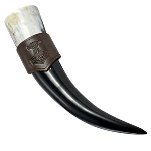 MARTEAU DE THOR - Porte-corne à boire en cuir, marron