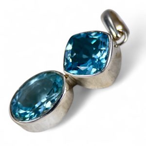 KRYPTONITE, luxury silver pendant, blue topaz, Ag 925/1000
