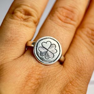 Quatrefoil, medieval ring, silver 925/1000