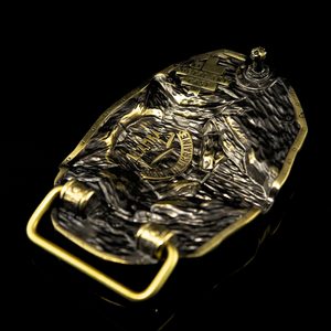 RUNIC WOLF, belt buckle, brass