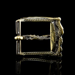 Dragon, belt buckle, brass - rectangular