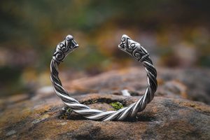 VIKING WOLF BRACELET FROM BURG, Gotland, silver 925, 63 g