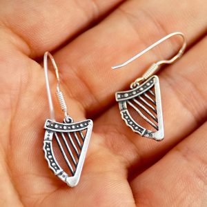 Irish harps, earrings, silver 925/1000