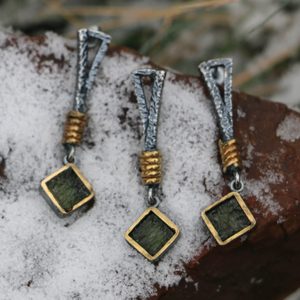 GABRETA, silver earrings with MOLDAVITE