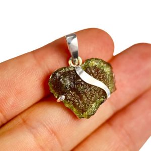 Heart, pendant - Moldavite, silver 925/1000