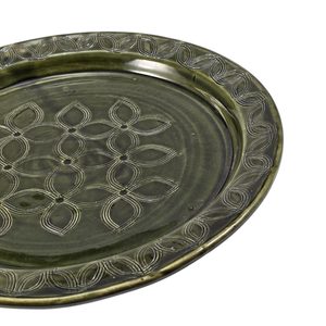Plate green, decorated, medieval