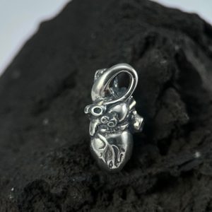 COEUR anatomique, pendentif, argent 925