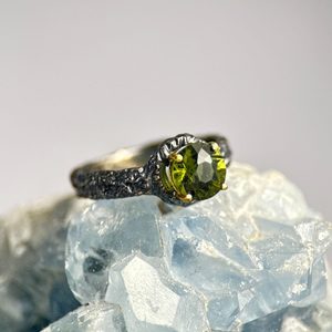 KRUMAU, moldavite, silver ring, Ag 925/1000
