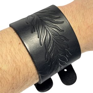 New Zealand - fern, leather bracelet, black