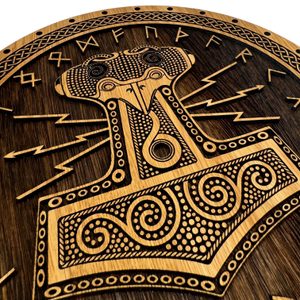 MJÖLLNIR - Hammer of Thor, wooden wall picture 32cm