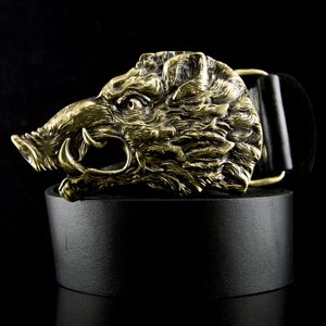 Wild boar, belt buckle, brass